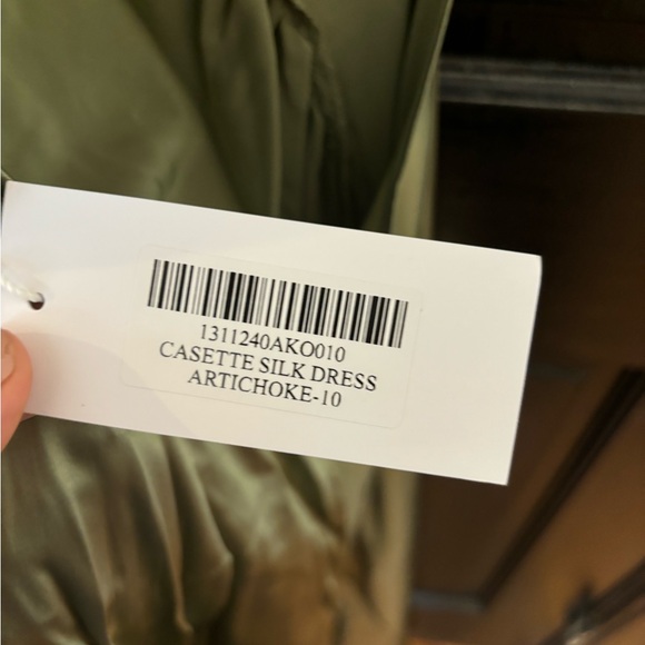 NWT Reformation Casette Silk Dress in Artichoke - Picture 6 of 7